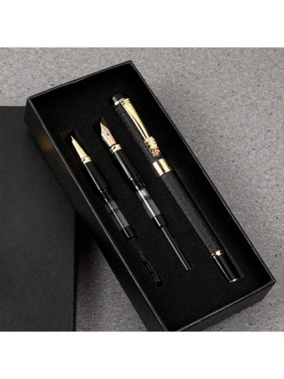 Κομψή μαύρη πένα και στυλό 2 σε 1 με κουτί