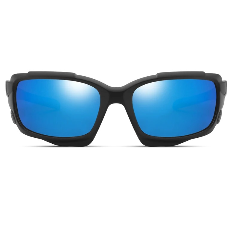 Σπορ μαύρα γυαλιά ηλίου με μπλε φακό