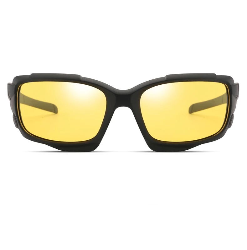 Σπορ μαύρα γυαλιά ηλίου με κίτρινο φακό