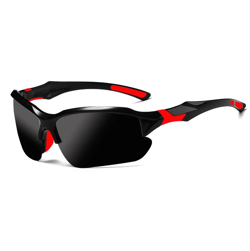 Γυαλιά ηλίου ποδηλασίας με μαύρο φακό και κόκκινες λεπτομέρειες