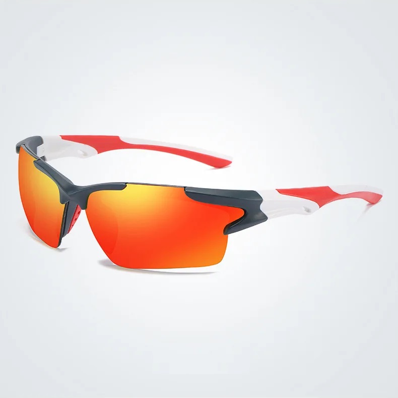 Γυαλιά ηλίου ποδηλασίας κόκκινα με πορτοκαλί φακό