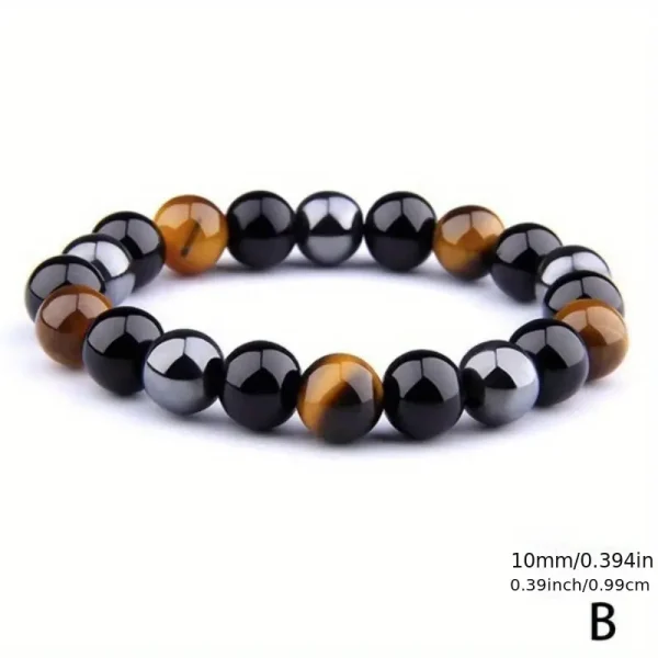 Ανδρικό βραχιόλι με χάντρες Tiger-Eye Triple