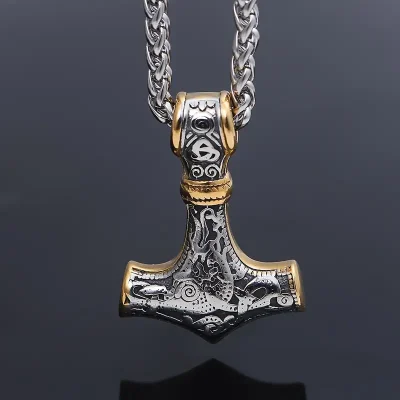 Aνδρικό Κολιέ Δίχρωμο σφυρί Viking