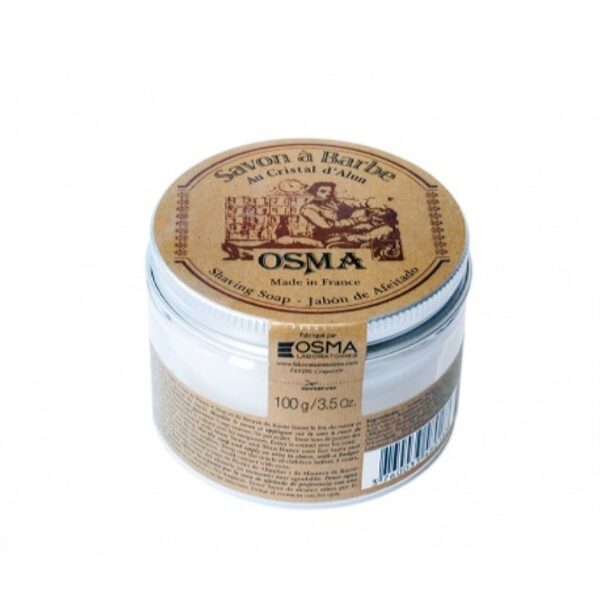 Osma shaving soap into jar with alum stone and Shea Butter 100g/3,5oz.