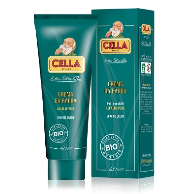 Cella Milano shaving cream tube bio/organic with aloe vera (sensitive skin) 150ml(5.1fl.oz.)